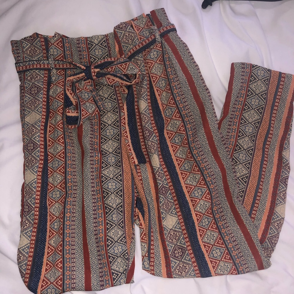 Abstract high waisted skinny leg pants